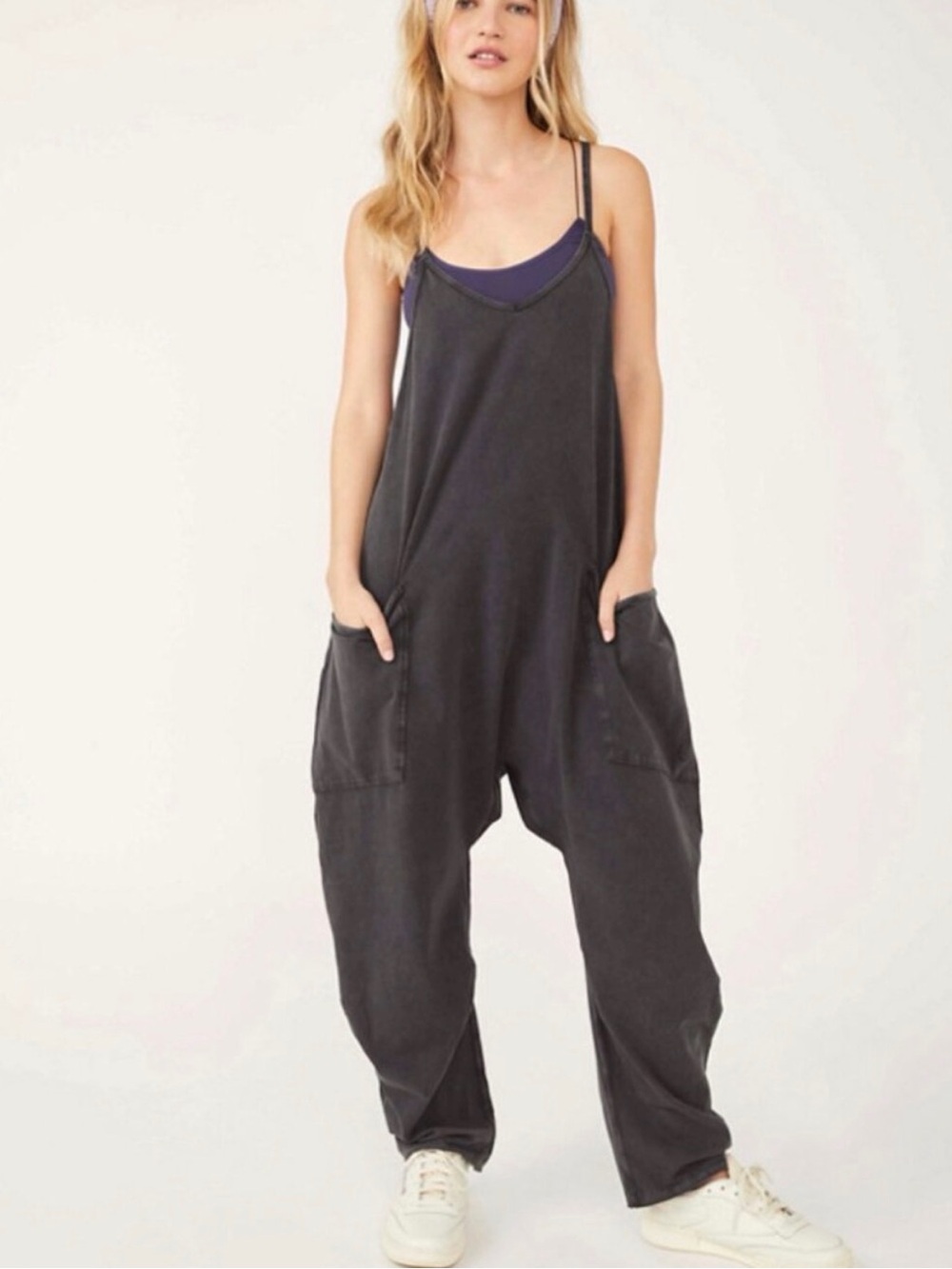 NEW | FP Movement Hot Shot Onesie Washed Black Jumpsuit Boho Lounge | Large
